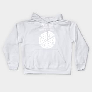 THIS GUY WANTS MORE PIZZA WHITE Kids Hoodie